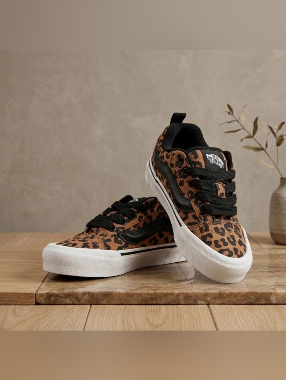 NEW! Vans Kids Leopard Print Skate Sneakers - Brown/Black Toddler Sz 12